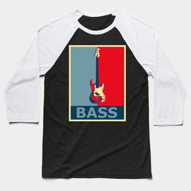 Red Blue Retro Low Poly Gift for Bass Player Baseball T-Shirt by jodotodesign